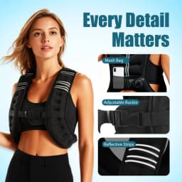 12lb Adjustable Weighted Vest with Reflective Stripes, Workout Vest for Running, Strength Training and Walking