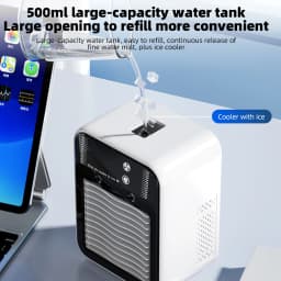 Mist Humidifier Mini Air Conditioner USB Charger Portable Air Cooler Fan with 2 Speeds & 500ml Tank Dormitory Cooling Fan for Bedroom Office