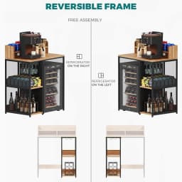 4-Tier Industrial Style Mini Fridge & Microwave Oven Stand, Adjustable Kitchen Bakers Rack, Freestanding Utility, Customized