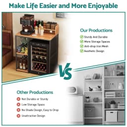 4-Tier Industrial Style Mini Fridge & Microwave Oven Stand, Adjustable Kitchen Bakers Rack, Freestanding Utility, Customized