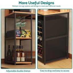 4-Tier Industrial Style Mini Fridge & Microwave Oven Stand, Adjustable Kitchen Bakers Rack, Freestanding Utility, Customized