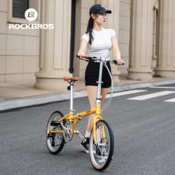 ROCKBROS 20 Inches Folding Bike Lightweight High Strength Steel Frame 8-Speed Shifter Disc Brake Portable Daily Commute Bicycle
