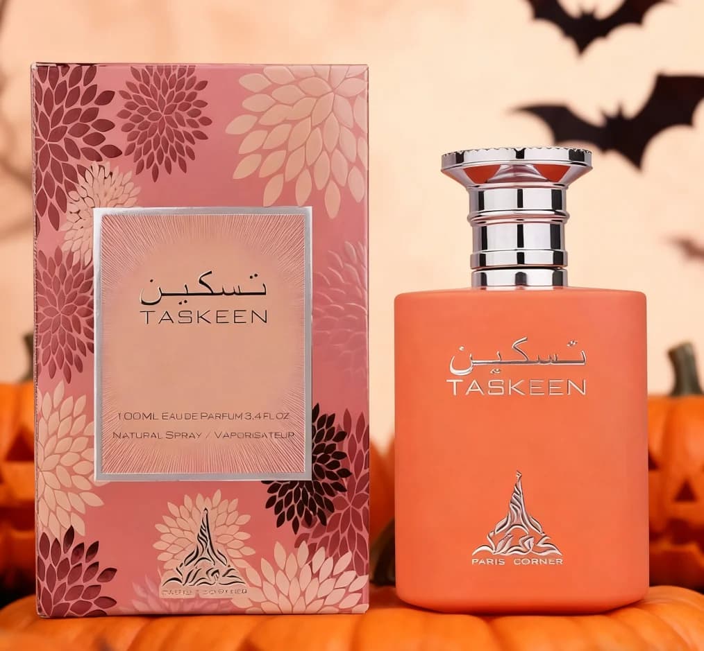 Paris Corner Taskeen is a neutral perfume with fruit, flower and warm wood tones 3.4oz100ml