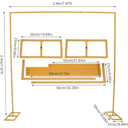 7.87 * 7.87ft Metal Wedding Stand, Wedding Backdrop Stand, Wedding Arch Stand,Square Wedding Metal Arch Frame,Square Wedding Metal Arch Frame for Parties Wedding Photography (Golden)