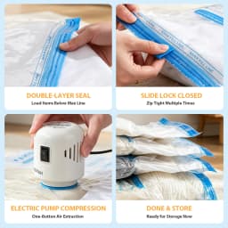 15 Pack Vacuum Storage Bags with Electric Pump, Vacuum Storage Bags Space Saver, Vacuum Compression Bags for Clothes, Bedding