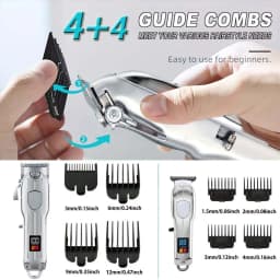 Professional 2-in-1 Gold Hair Clipper & Trimmer Set with LCD Display, USB Rechargeable T-Blade Hair Trimme for Men’s Haircut & Beard Styling