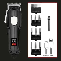Professional 2-in-1 Gold Hair Clipper & Trimmer Set with LCD Display, USB Rechargeable T-Blade Hair Trimme for Men’s Haircut & Beard Styling