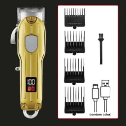 Professional 2-in-1 Gold Hair Clipper & Trimmer Set with LCD Display, USB Rechargeable T-Blade Hair Trimme for Men’s Haircut & Beard Styling