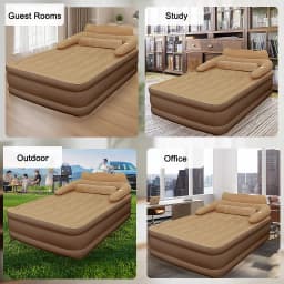 2 Persons Camping Air bed with Backrest 48cm High Bed Inflatable Mattress Camping Folding Home Indoor Outdoor Air Cushion