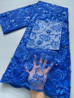 High Quality French Mesh Lace Fabric Beaded African Lace Embroidey Fabrics Sequins Luxury For Sew Wedding Dresses, 5yards TY3858