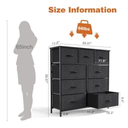 Dresser for Bedroom Storage Drawers, Fabric Storage Tower with 4/5/6/7/8/9/10 Drawers Sturdy Metal Frame