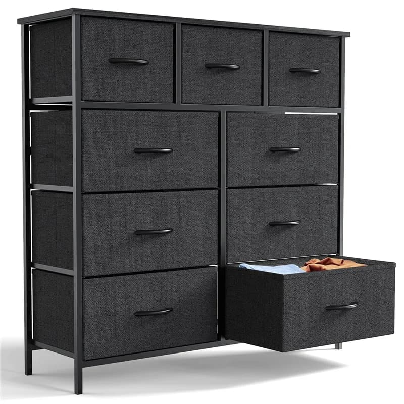 Dresser for Bedroom Storage Drawers, Fabric Storage Tower with 4/5/6/7/8/9/10 Drawers Sturdy Metal Frame