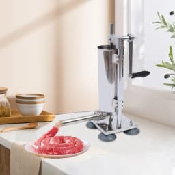 3L Vertical Manual Sausage Stuffer Machine Stainless Steel Sausage Maker with 4 Steel Tubes&7 PE Tubes Sausage Meat Filling Tool