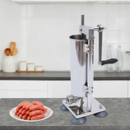 3L Vertical Manual Sausage Stuffer Machine Stainless Steel Sausage Maker with 4 Steel Tubes&7 PE Tubes Sausage Meat Filling Tool