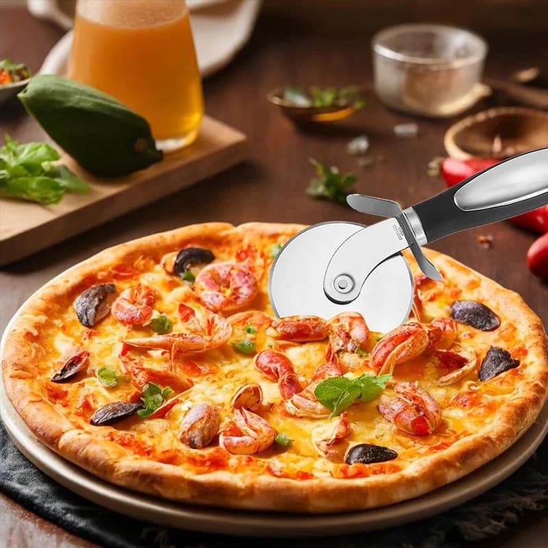 Pizza Slicer with Safety Guard,7.9 Inch Professional Tool,Extra Large 4 Inch Rolling Blade for Easy,Safe Cutting,Dishwasher Safe