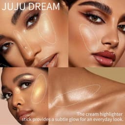 Glowy Highlighter Stick – Shimmer Finish Waterproof Long-Lasting Easy Blend Multi-Look Face & Eye Contour Skin-Friendly Unisex