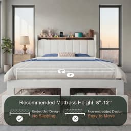HOOMIC Bed Frame, 2 Storage Drawers/2-Tier Shelves with LED Lights & Charging Station, No Box Spring Need, Full/Queen/King