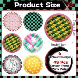 48Pcs Anime Birthday Party Decorations Anime Theme Paper Plates 7 Inch Cartoon Dessert Plates Cartoon Animation Disposable Table