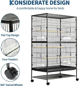 61" H Large Bird Cage with Rolling Storage Stands, Feed Bowls, Wide Tall Parakeet Cage for Parakeets, Parrot, Conures, Cockatiel