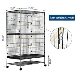 61" H Large Bird Cage with Rolling Storage Stands, Feed Bowls, Wide Tall Parakeet Cage for Parakeets, Parrot, Conures, Cockatiel