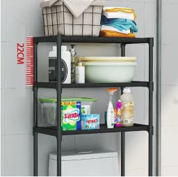 Over The Toilet Storage Cabinet, 3-Tier Metal Bathroom Organizer Shelf, Stable Freestanding Above Toilet Shelf for Laundry