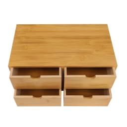 Elegant Bamboo Desktop Organizer with 4 Drawers Space-Saving Eco-Friendly Easy To Clean Perfect for Office & Home Use