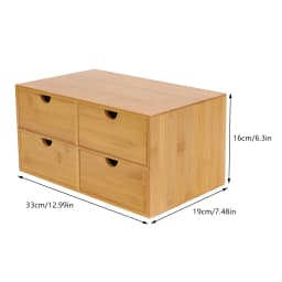 Elegant Bamboo Desktop Organizer with 4 Drawers Space-Saving Eco-Friendly Easy To Clean Perfect for Office & Home Use