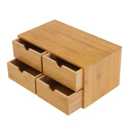 Elegant Bamboo Desktop Organizer with 4 Drawers Space-Saving Eco-Friendly Easy To Clean Perfect for Office & Home Use