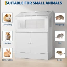 Large Acrylic Small Animal Cage With Storage Cabinet Pet Habitat For Hamster Guinea Pig Rat Hedgehog Easy Clean & Ventilated