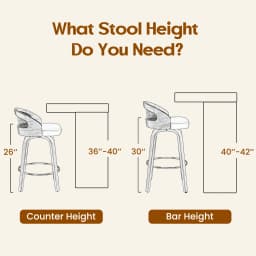 Set of 2 Swivel Bar Stools, Modern Wood Frame with Rattan Back, PU Leather Seat for Kitchen Counter, Bar Table