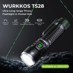 Wurkkos TS28 Tactical Flashlight Magnetic Tail Switch 21700 Rechargeable USB-C Port 3200 Lumens Portable Flashlight