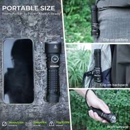 Wurkkos TS28 Tactical Flashlight Magnetic Tail Switch 21700 Rechargeable USB-C Port 3200 Lumens Portable Flashlight