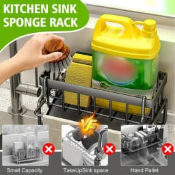Stainless Steel Kitchen Sink Organizer: 24cm/12cm/10cm Drainage Rack for Cleaning Supplies & Sponge Storage