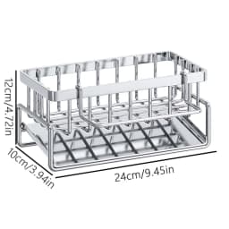 Stainless Steel Kitchen Sink Organizer: 24cm/12cm/10cm Drainage Rack for Cleaning Supplies & Sponge Storage