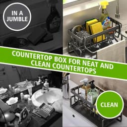 Stainless Steel Kitchen Sink Organizer: 24cm/12cm/10cm Drainage Rack for Cleaning Supplies & Sponge Storage