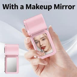 2026 Portable Fan,Handheld Neck Mini Fan With Makeup Mirror,5000mAh 13H Long Lasting,199 Speed Adjustable,LED Flashlight&SOS Light,Type-C Rechargeable Ultra Quiet Fan For Camping Outdoor Work Travel Dorm Truck,Gift Use,Random Cat/Butterfly Sticker