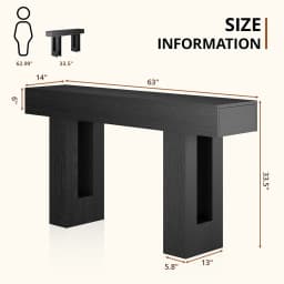 63in Long Console Table with Drawers Wood Industrial Sofa Entry Table for Living Room Hallway, Customized