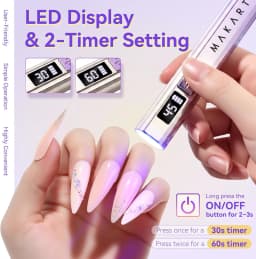 Makartt Handheld UV Light for Gel Nails Portable Mini UV LED Nail Lamp Fast Curing Dryer Rechargeable USB LCD 2 Timers DIY Salon