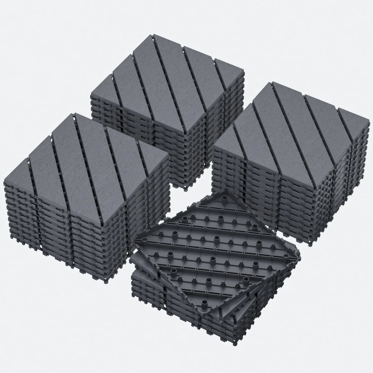 Plastic Interlocking Deck Tiles (44 Pack) – 12"x12" Waterproof Outdoor Patio Flooring, All-Weather Use, Slip-Resistant PP Deckin