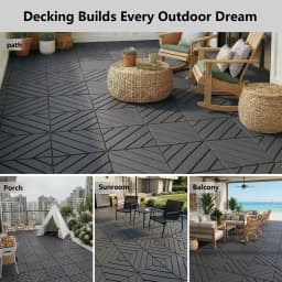 Plastic Interlocking Deck Tiles (44 Pack) – 12"x12" Waterproof Outdoor Patio Flooring, All-Weather Use, Slip-Resistant PP Deckin