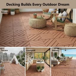 Plastic Interlocking Deck Tiles (44 Pack) – 12"x12" Waterproof Outdoor Patio Flooring, All-Weather Use, Slip-Resistant PP Deckin