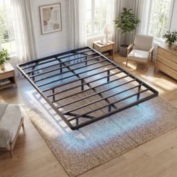 HOOMIC Heavy Duty Floating Bed Frame with Smart LED Lights and Charging Station, No Box Spring Needed Twin/Full/Queen/King