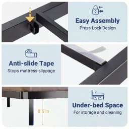 HOOMIC Heavy Duty Floating Bed Frame with Smart LED Lights and Charging Station, No Box Spring Needed Twin/Full/Queen/King