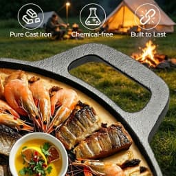 Pre-Seasoned Cast Iron Skillet Pizza Pan, Heavy Duty Round Cast Iron Griddle for Frying, Searing, Baking & Grilling, Versatile Cookware for Stovetop, Oven, Indoor Kitchen, Camping & Outdoor Cooking