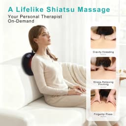 LEERCON Shiatsu Back Massager for Deep Tissue, Cordless Portable Back And Neck Massager with Heat, 3D Kneading Lower Back Electric Massage Pillow, Suitable for Men And Women.