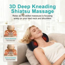 LEERCON Shiatsu Back Massager for Deep Tissue, Cordless Portable Back And Neck Massager with Heat, 3D Kneading Lower Back Electric Massage Pillow, Suitable for Men And Women.