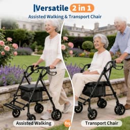 Lightweight Foldable Transport Wheelchair for Adults Foldable Portable Wheelchair Adjustable Height & Underseat Storage Bag