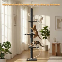 Floor to Ceiling Cat Tower for Indoor Adjustable Height Tall Cat Tree with Scratching Posts and Platforms Cat Scratcher Cat Toys