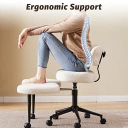 JHK Teddy Fleece Armless Ergonomic Office Chair with Lumbar Support Rolling Swivel Multiple Combination Methods Office Chair