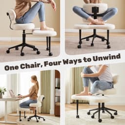 JHK Teddy Fleece Armless Ergonomic Office Chair with Lumbar Support Rolling Swivel Multiple Combination Methods Office Chair